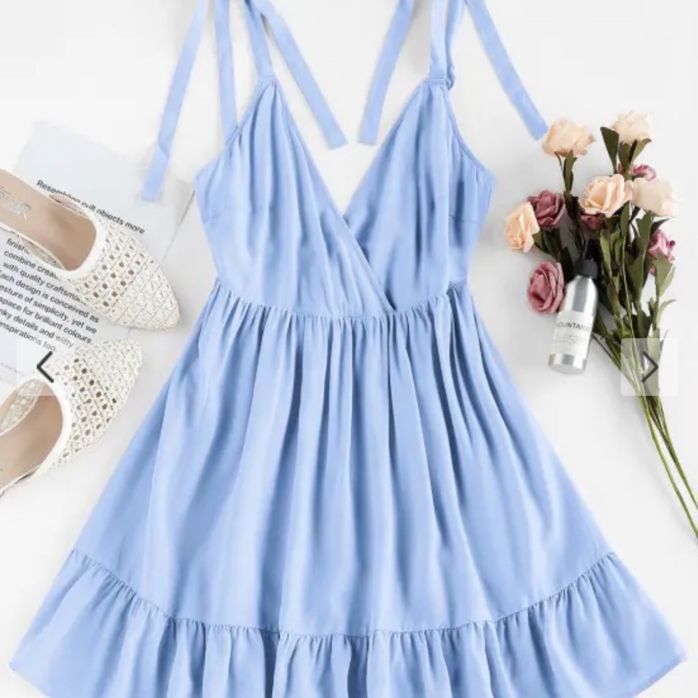 Ruffle Edge A Line Wrap Dress